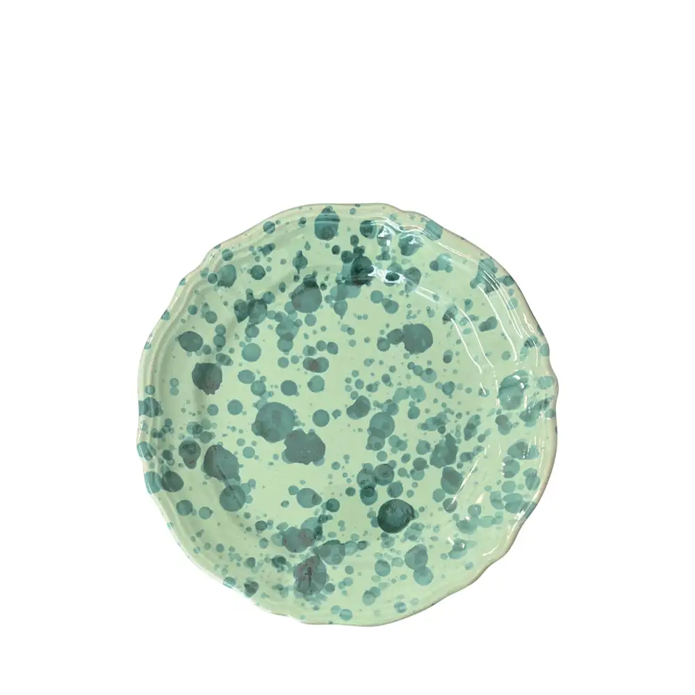 Scalloped Hand-Painted Ceramic Dessert And Side Plate