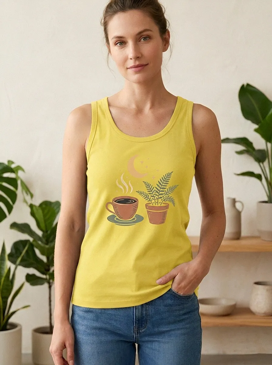 Women's Coffee Plant Moon Lover Printed Tank Top