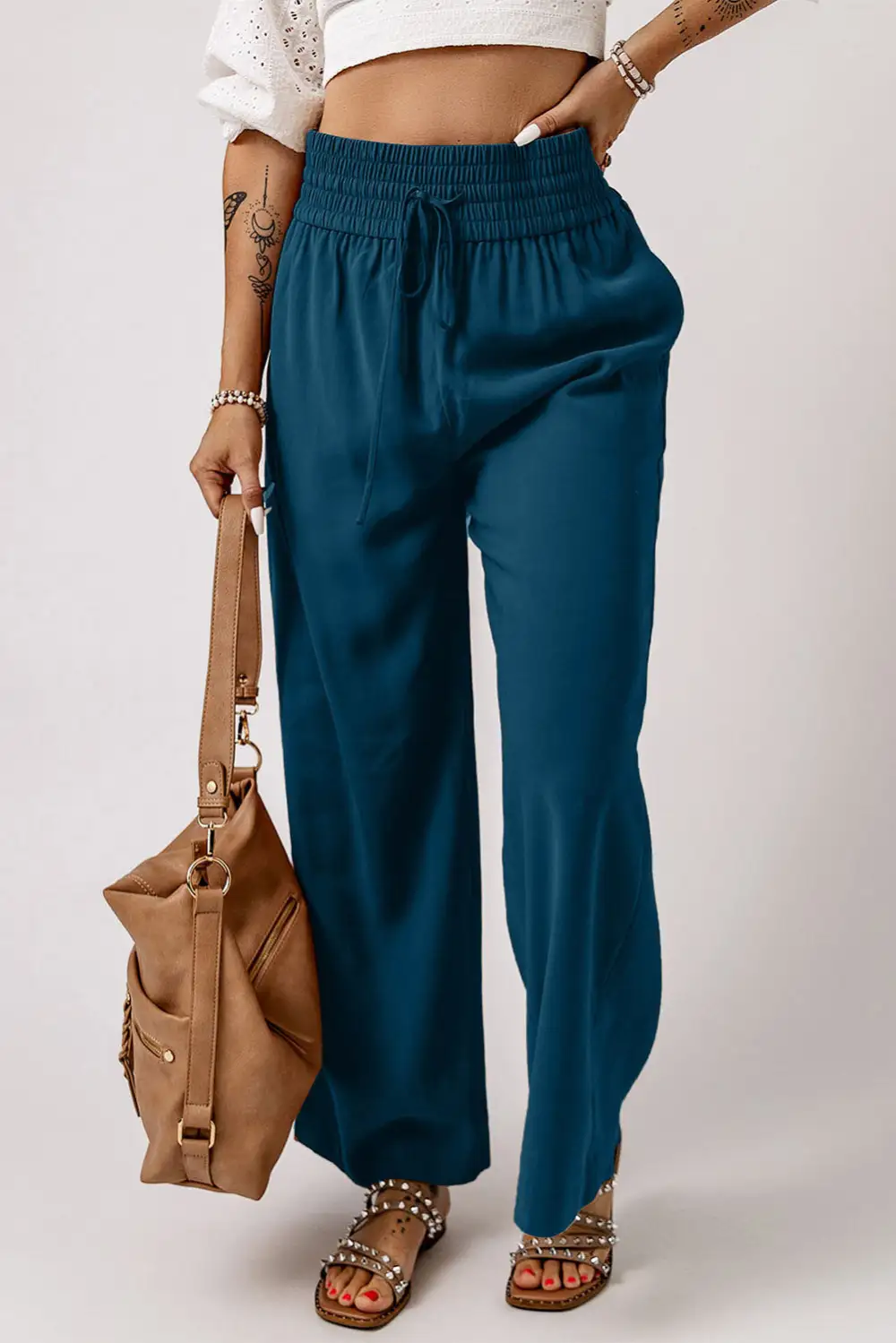 Smocked High Waist Pants