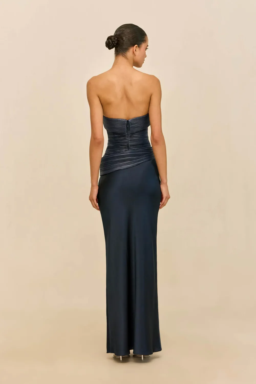 Noelle Blue Strapless Slim Fit Elegant Maxi Dress