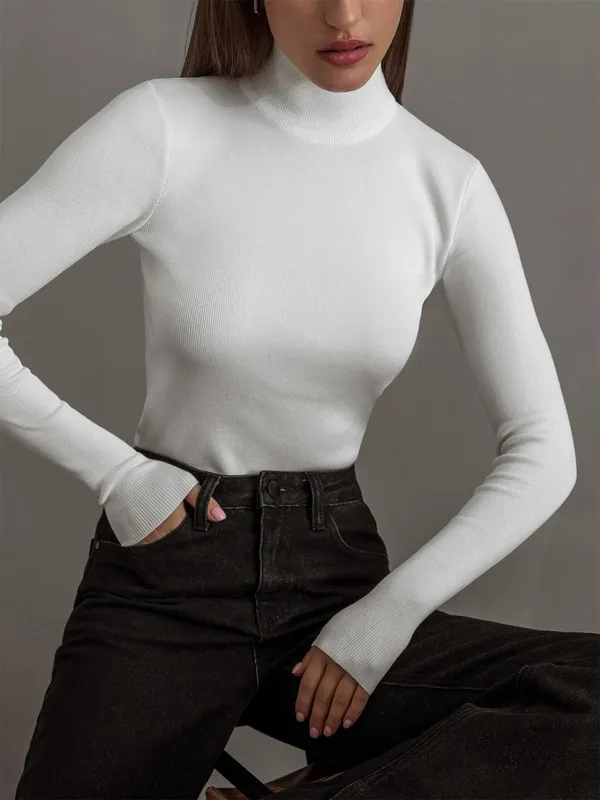 Spring Comfortable Mock High-Neck Top