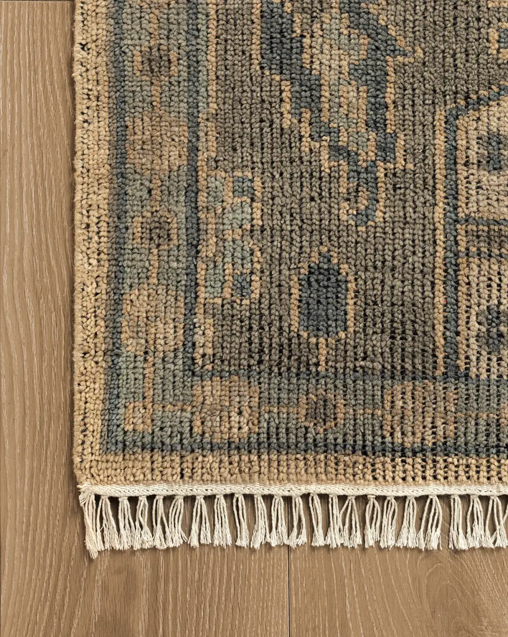 Bordered Hand-Knotted Wool Area Rug