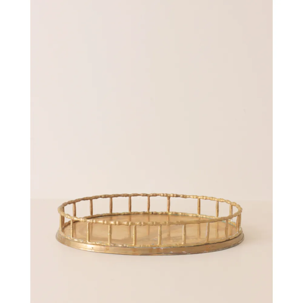 Brass Oval Bamboo Tray