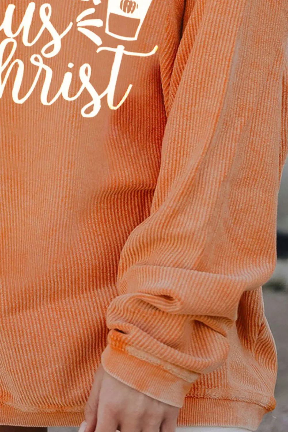 Round Neck Graphic Oversized Sweatshirt