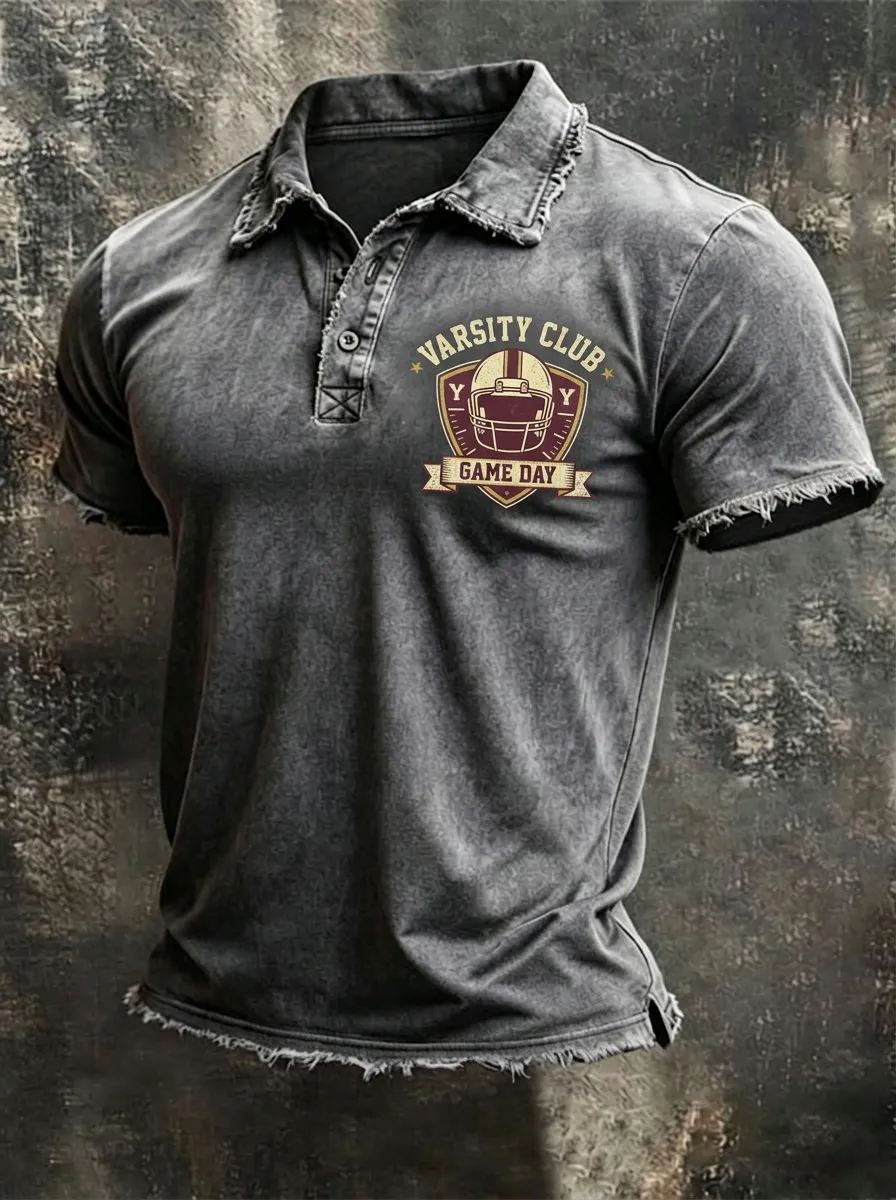 Heritage Varsity Club Football Game Day Graphic Polo Shirt