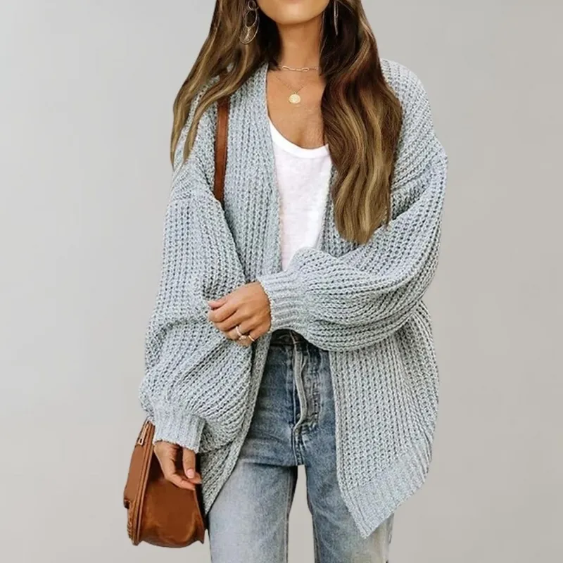 Relaxed Fit Knit Open Front Cardigan