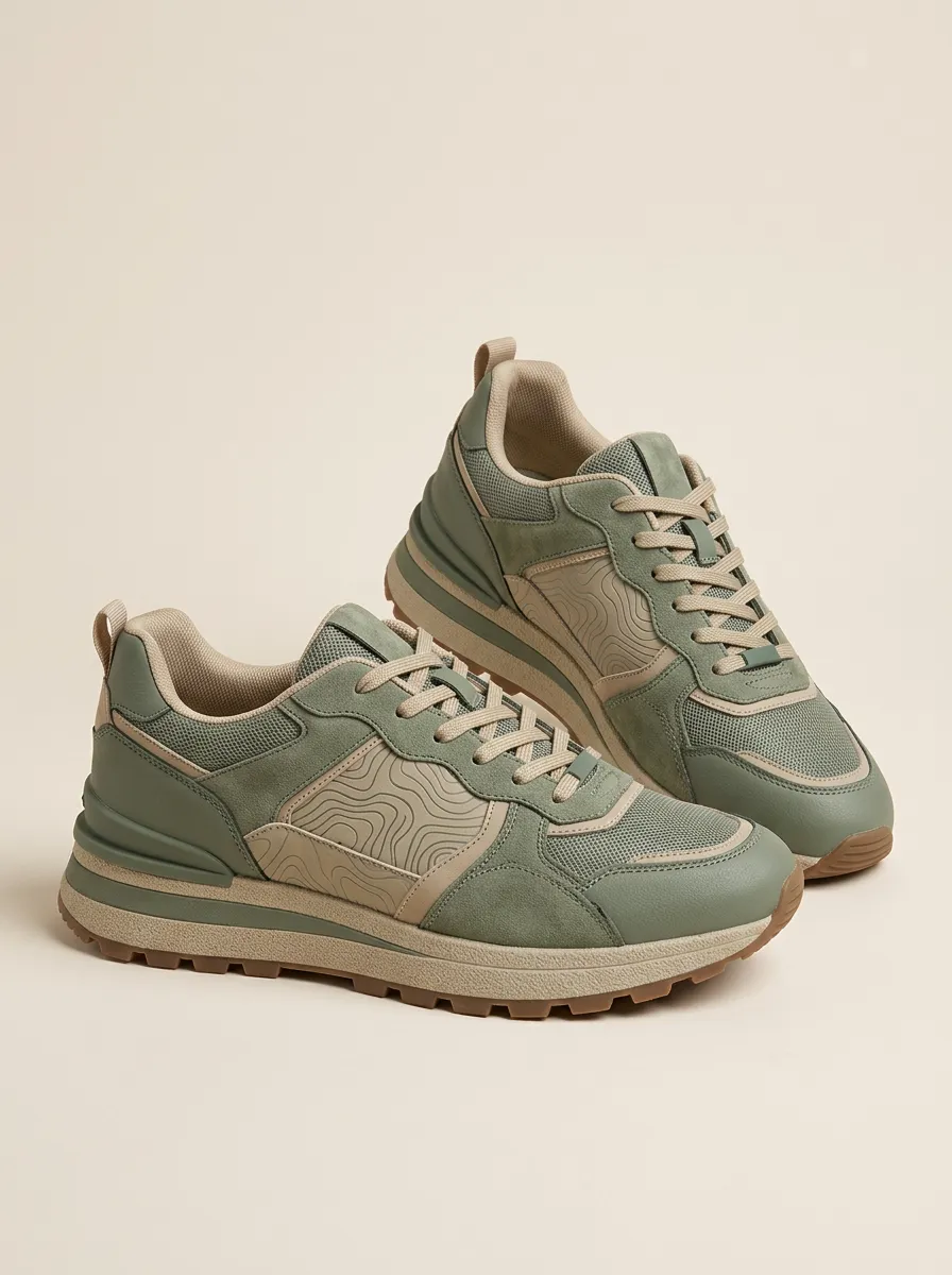 Unisex Topographic Pattern Print Sneakers