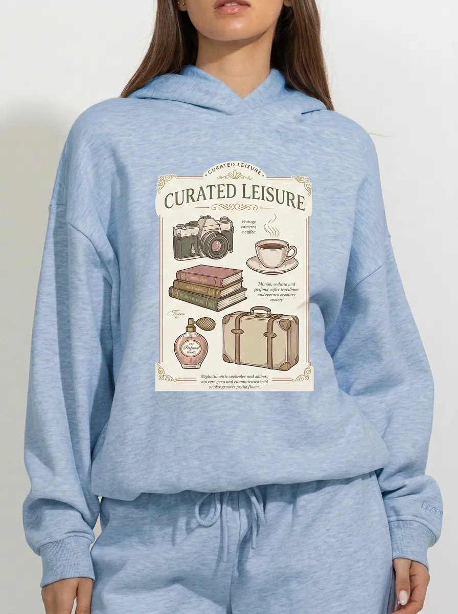 Women's Vintage Aesthetic Camera Coffee Book Printed Hoodie
