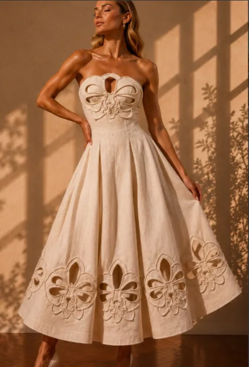 Anastasia Strapless A-Line Butterfly Cutout Dress