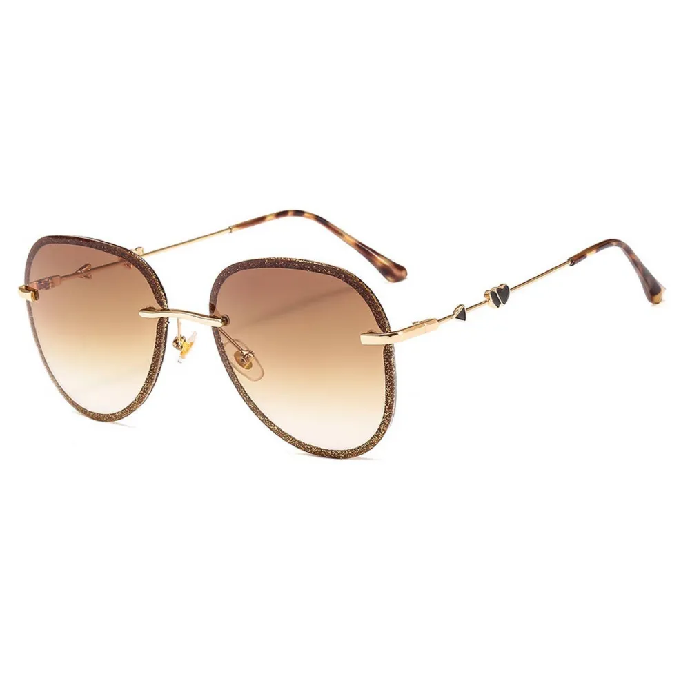 Heart Metal Rimless Sunglasses