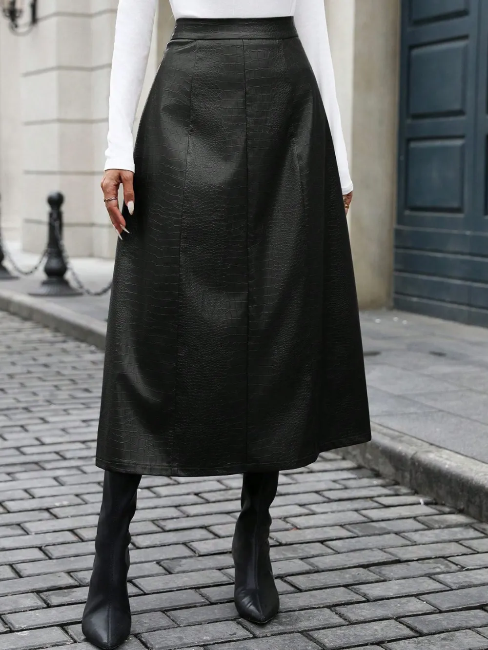 Polished Smooth Midi Skirt