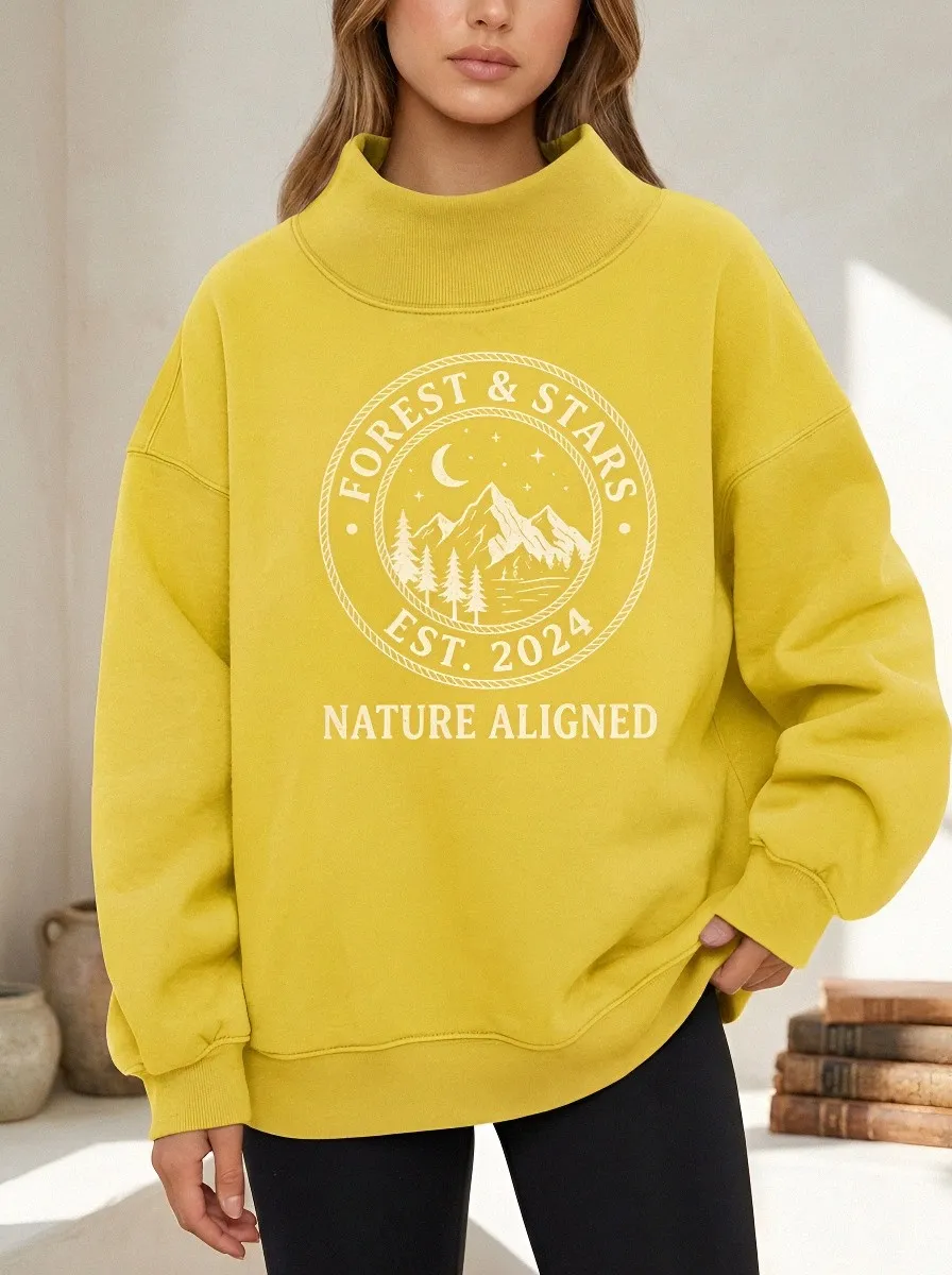Women's Nature Forest Stars Mountain Printed Sweatshirt