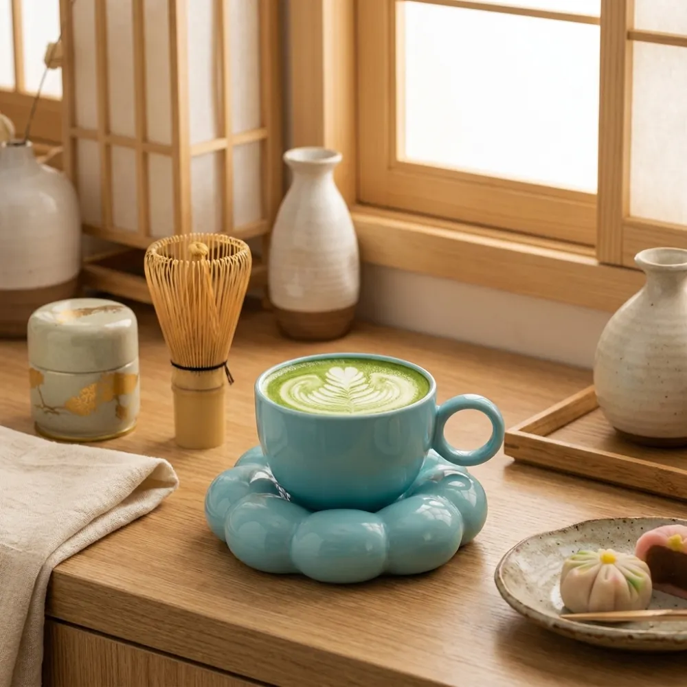 Ceramic Coffee Mug And Cloud Saucer Set