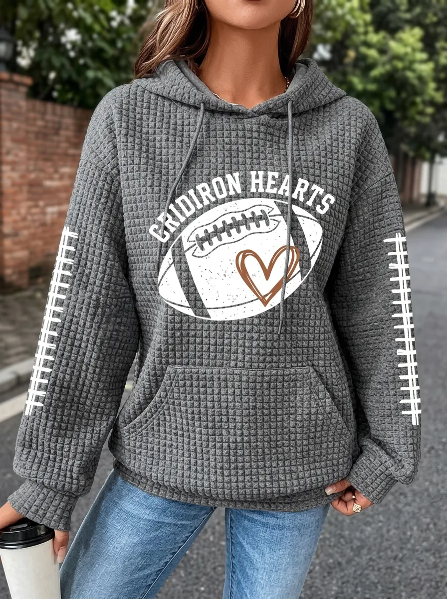 Women's Stadium Inspired Gridiron Heart Ball Graphic Hoodie