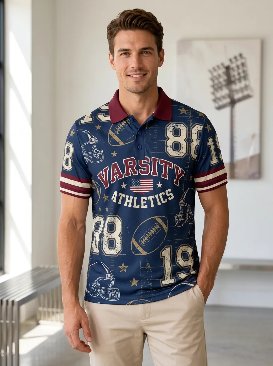 Men's Football Varsity Athletics Polo Shirt