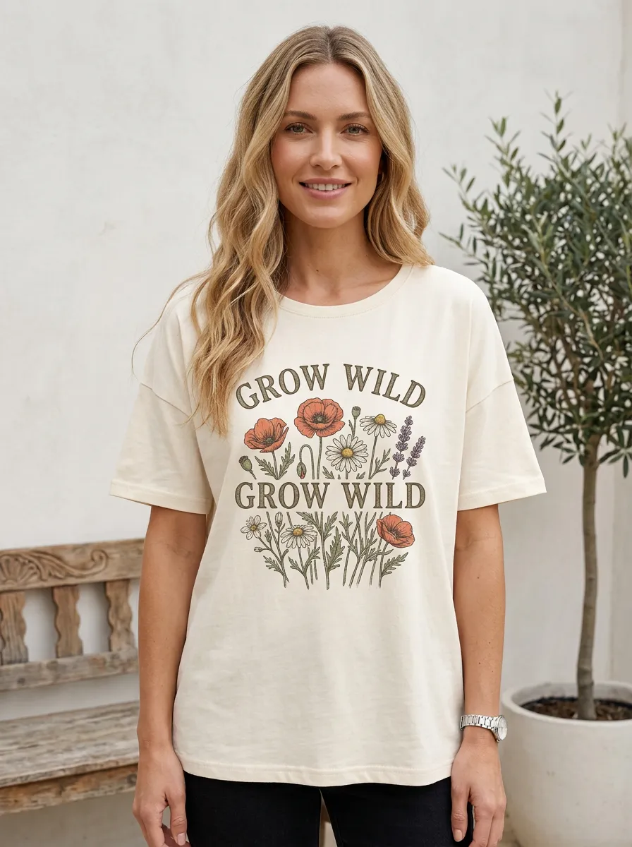 Nature Lover Grow Wild Poppy Daisy T-Shirt