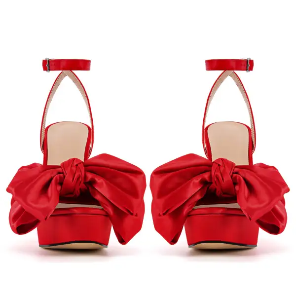 Bow Platform Ankle Strap Chunky Heel Sandals