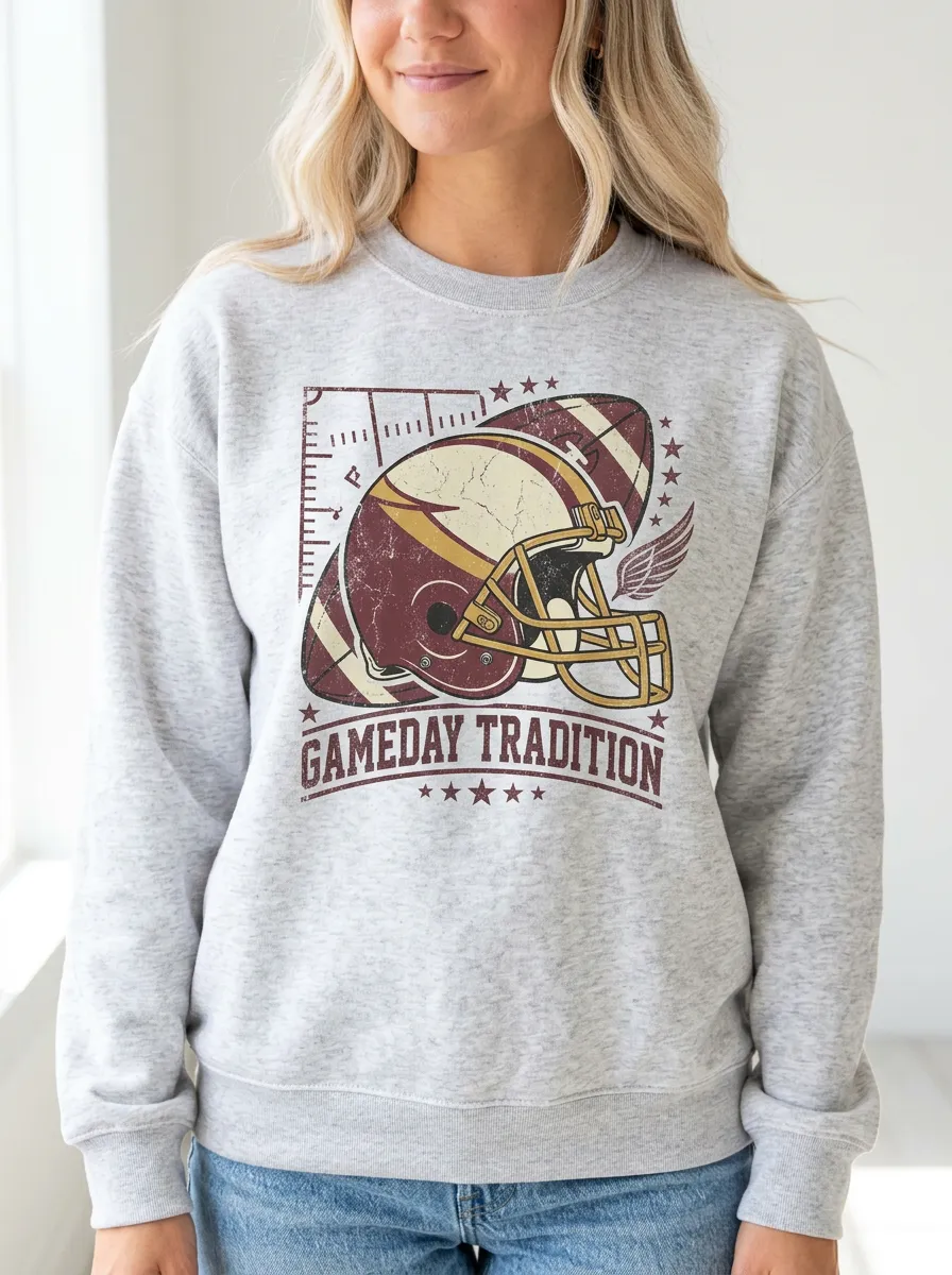 Women's Football Fan Game Day Tradition Helmet Graphic Sweatshirt