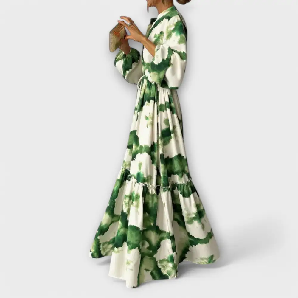 V-Neck Boho Printed Maxi Dress
