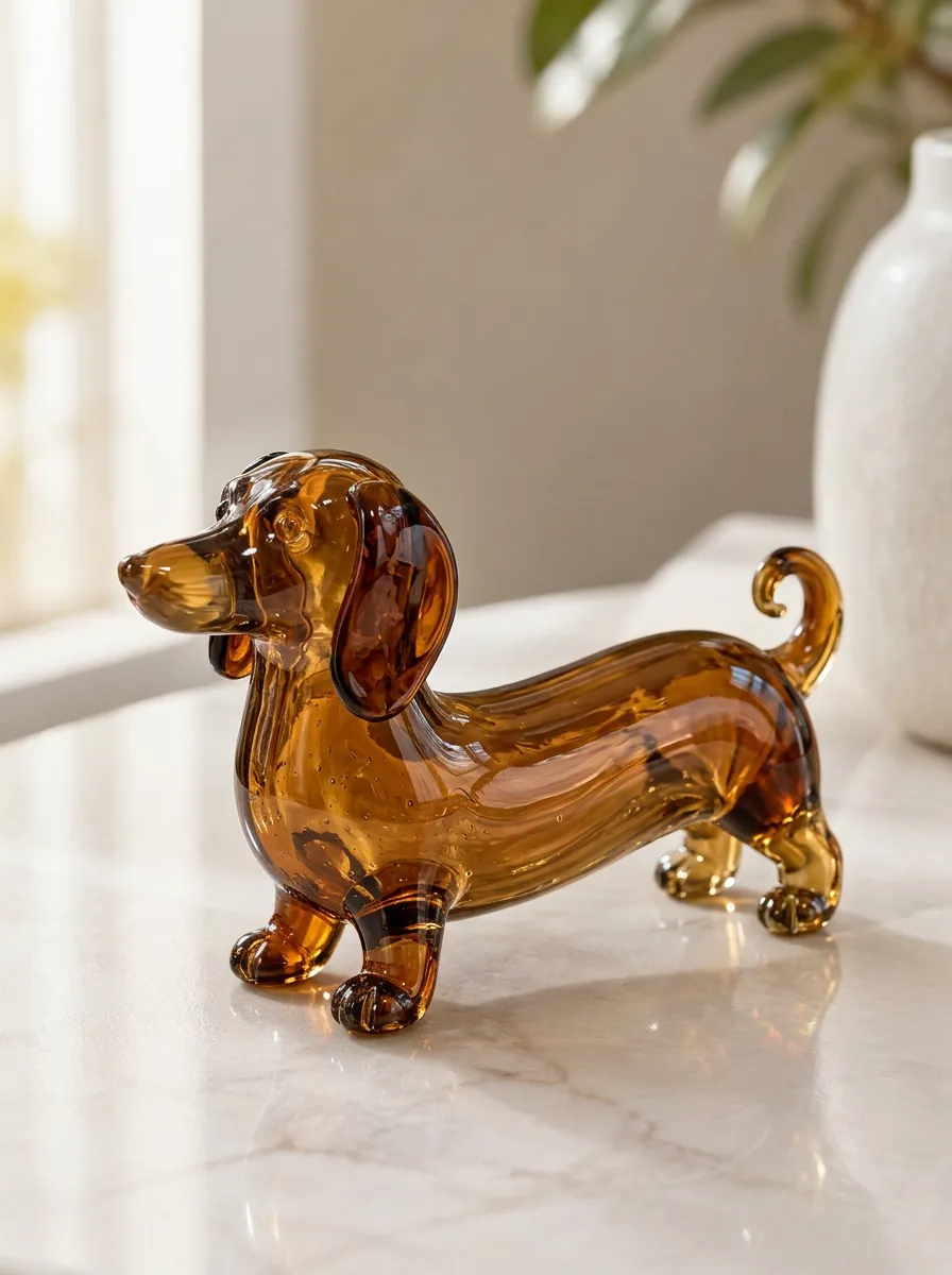 Artisan Dachshund Glass Sculpture