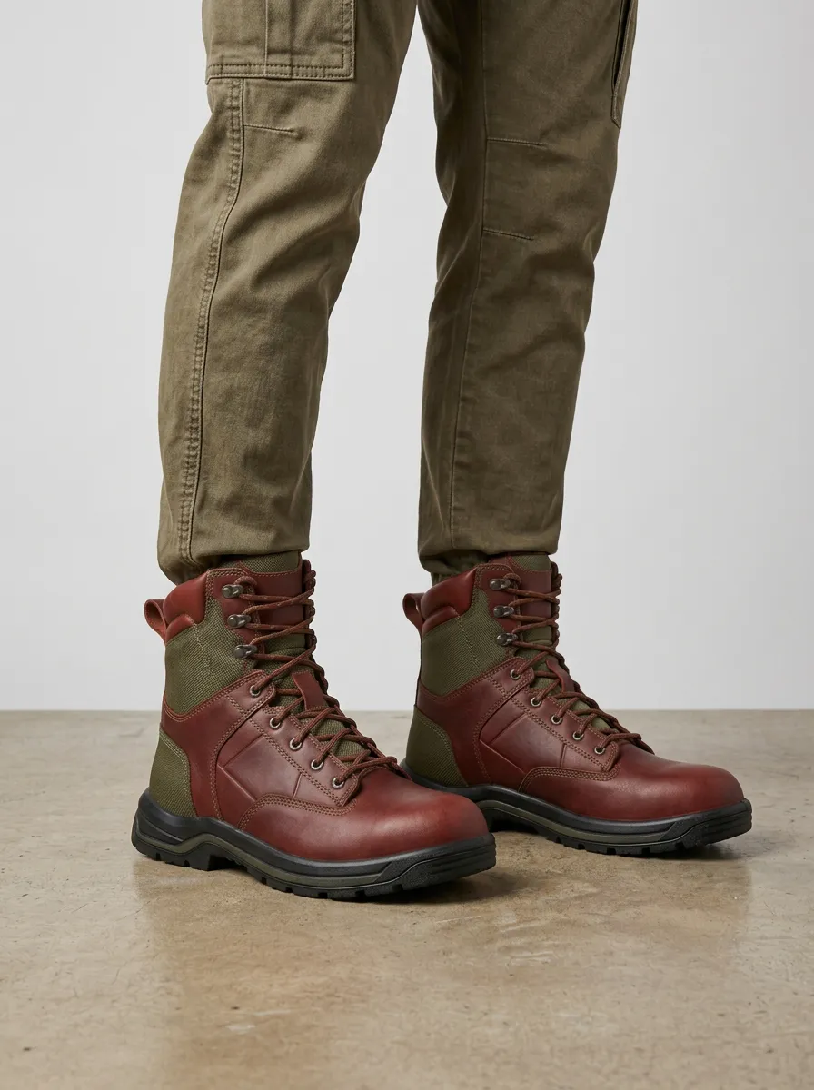 Unisex Outdoor Tactical Leather Print Work Boots