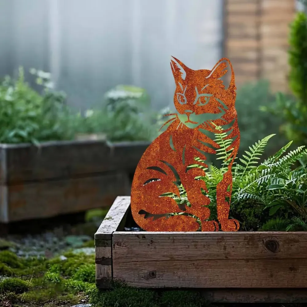 Rustic Cat Garden Decor
