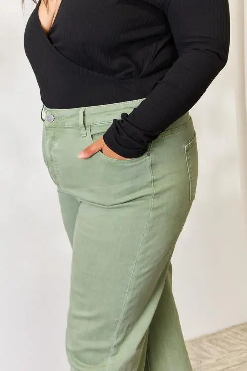 Raw Hem Wide Leg Detail Denim Jeans