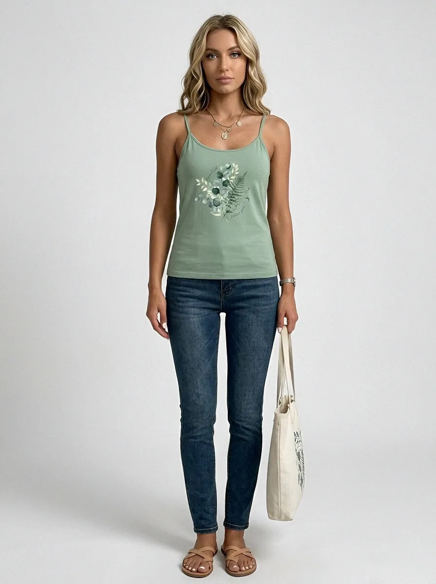 Women's Nature Lover Eucalyptus Fern Printed Tank Top