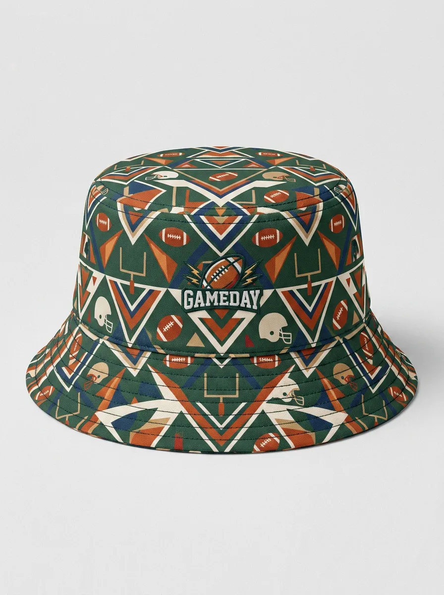 Gridiron Gameday Pattern Bucket Hat