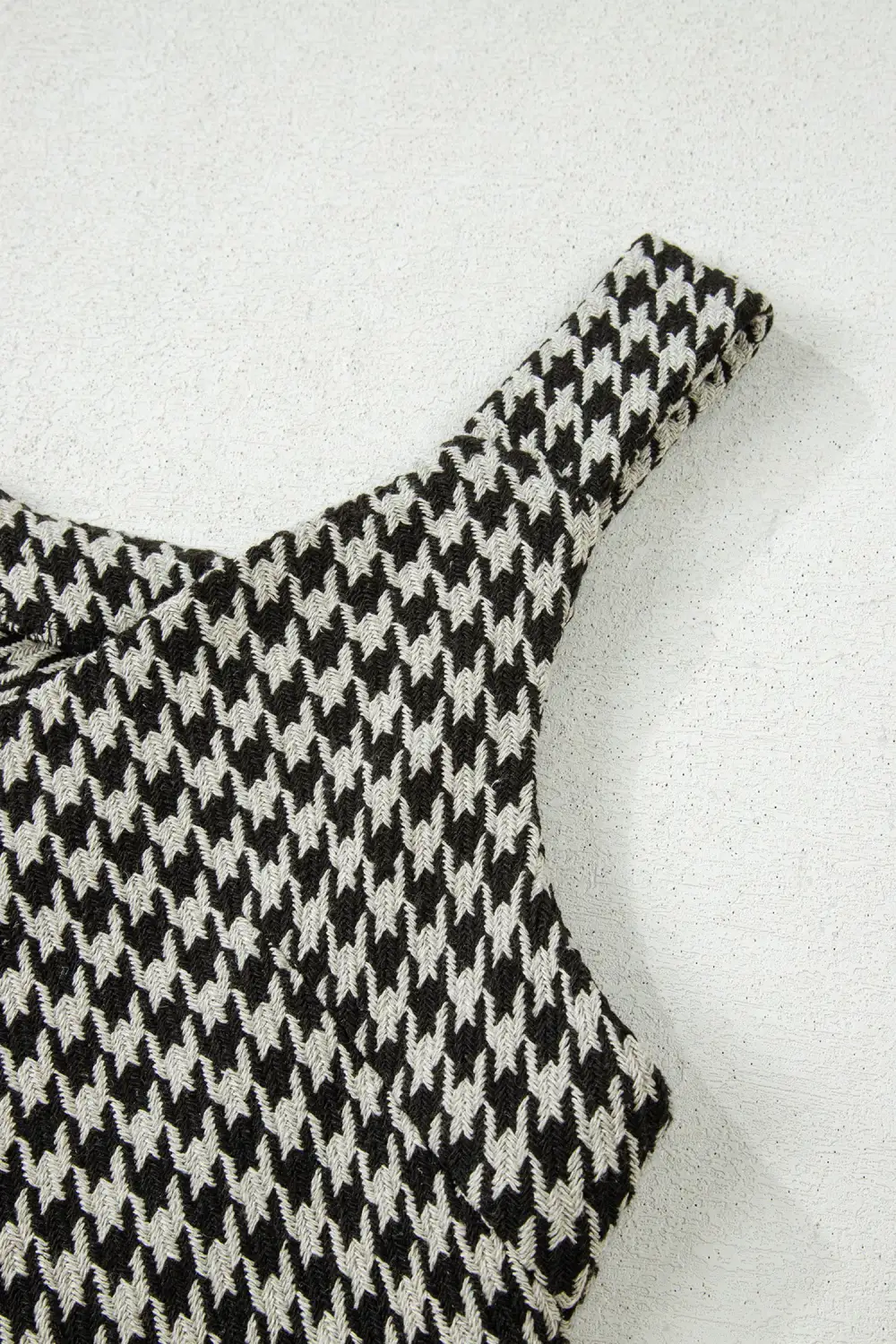 Houndstooth Printed V Neck Mini Dress