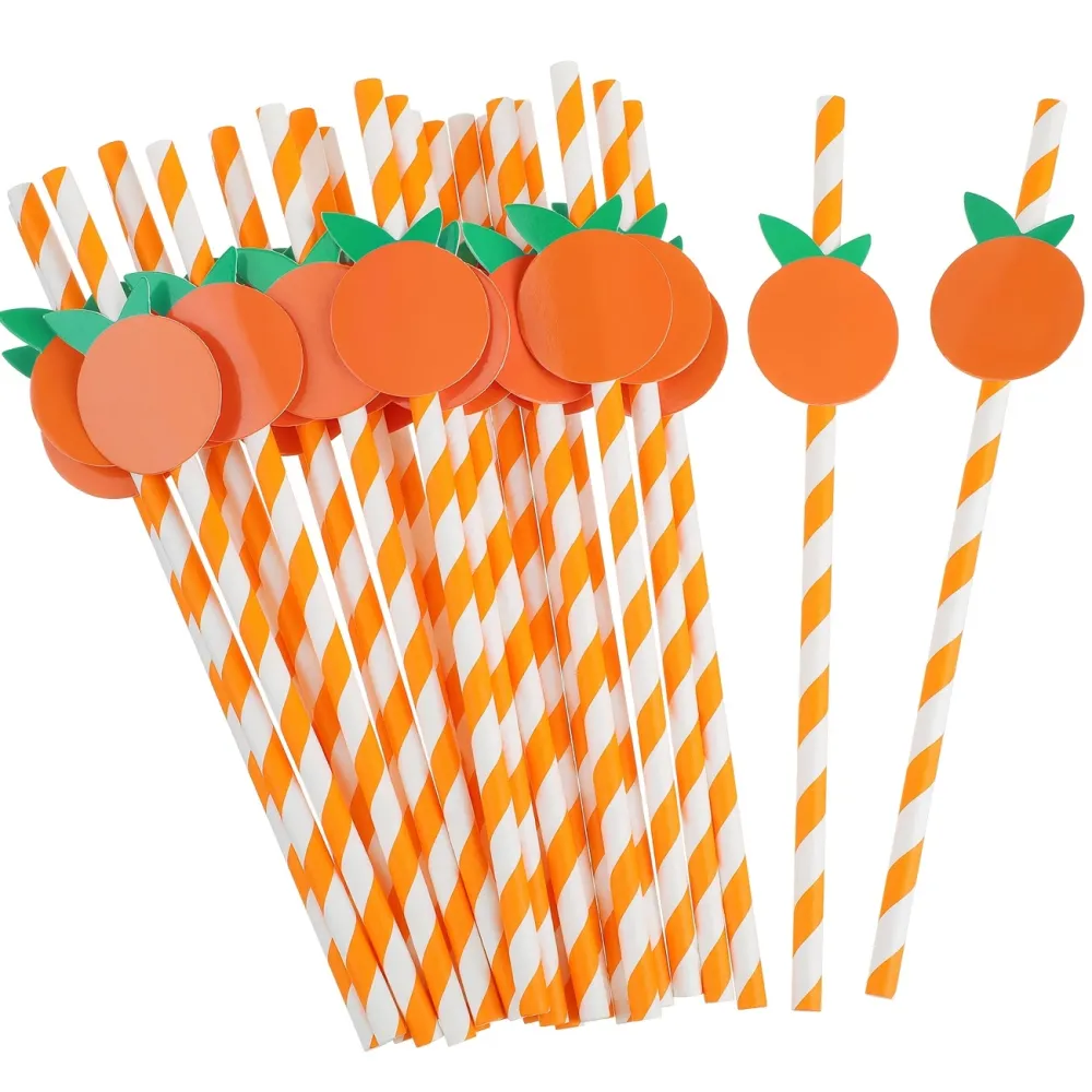 Striped Orange Straws