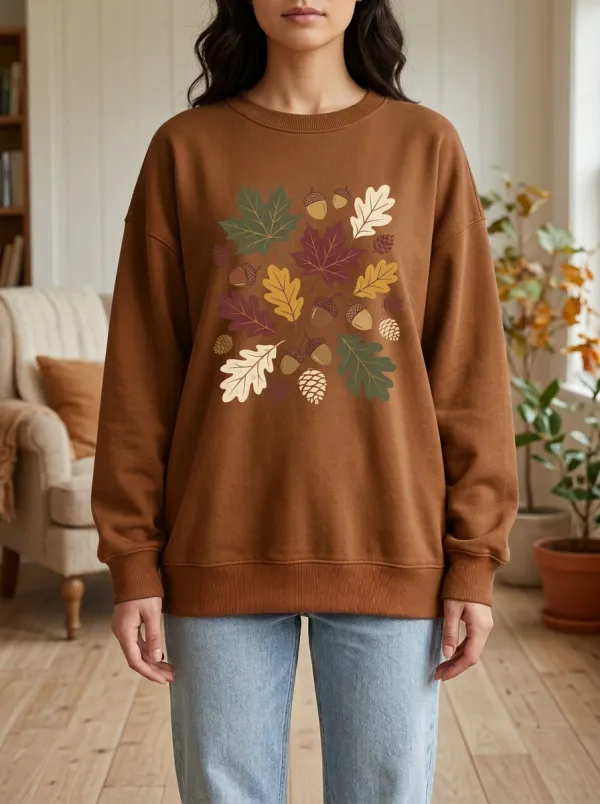 Maple-Leaf Printed Acorn Graphic Sweatshirt
