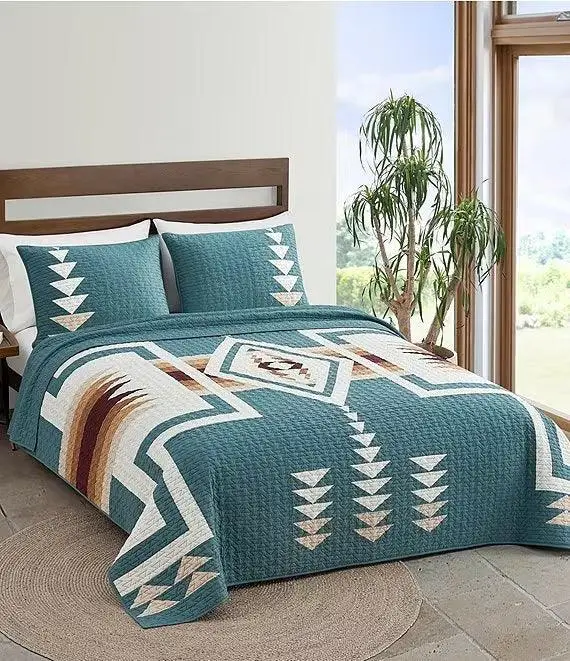 Simple Quilted Geometric Quilt Set