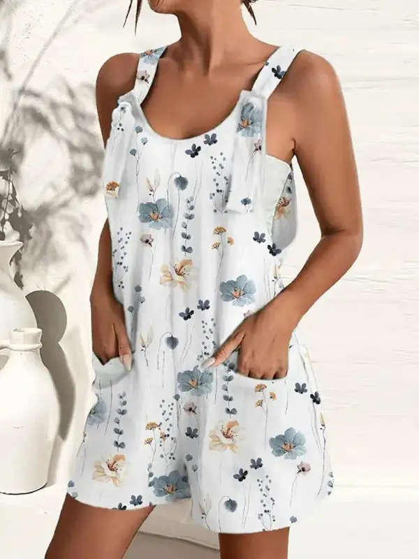 Casual Suspenders Jumpsuit Overall Shorts