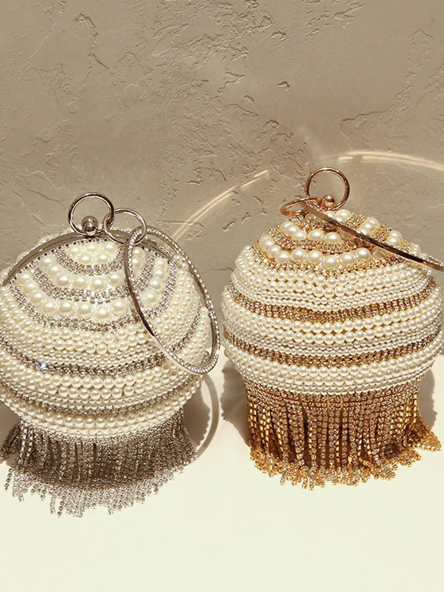 Giselle Small Pearl Tassel Ball Bag