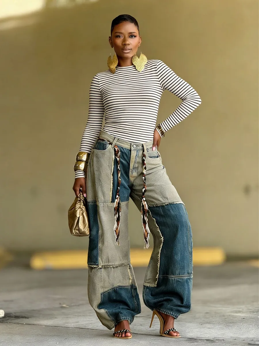 Cassidy Two-Tone Patchwork Jeans