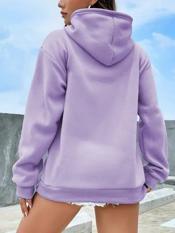 Drop Shoulder Drawstring Hood Kangaroo Pocket Hoodie