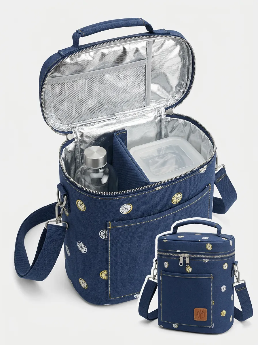 Lemon Pattern Insulated Lunch Bag Printed Cooler Tote
