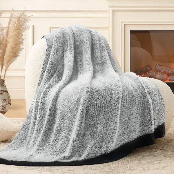 Furry-Yarn Throw Blanket