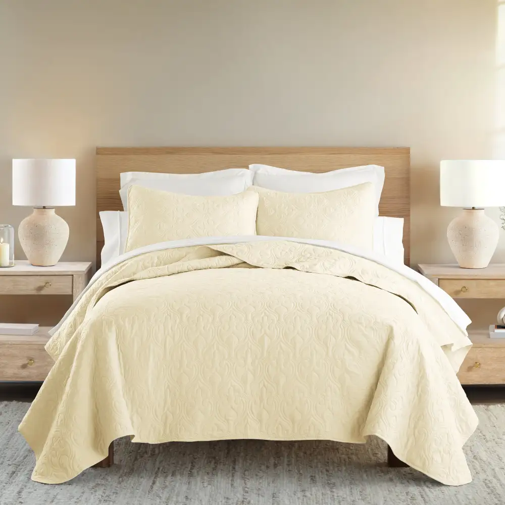 Damask Quilted Coverlet Set