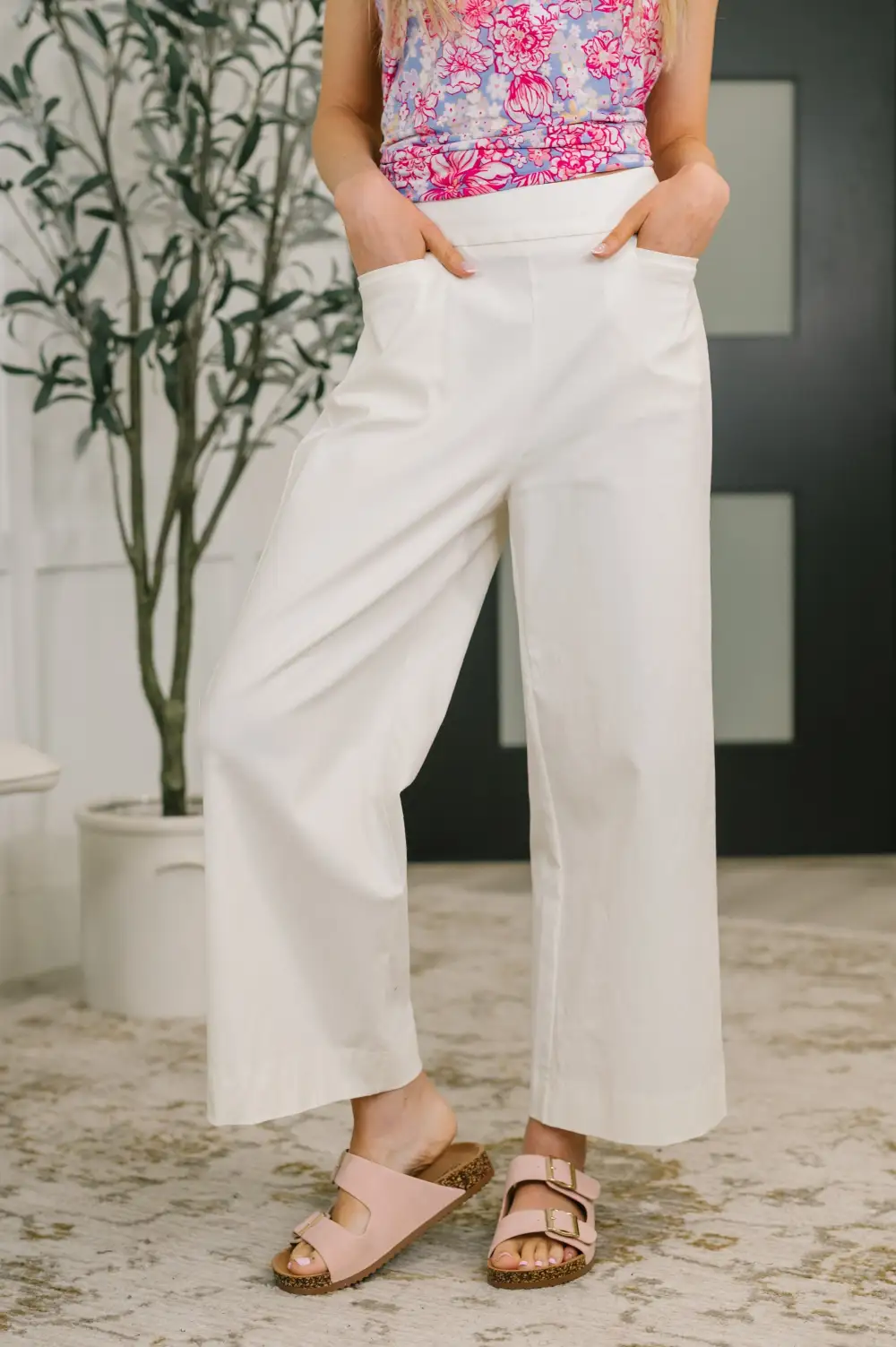 Pair High Waist Wide Leg Bottoms In