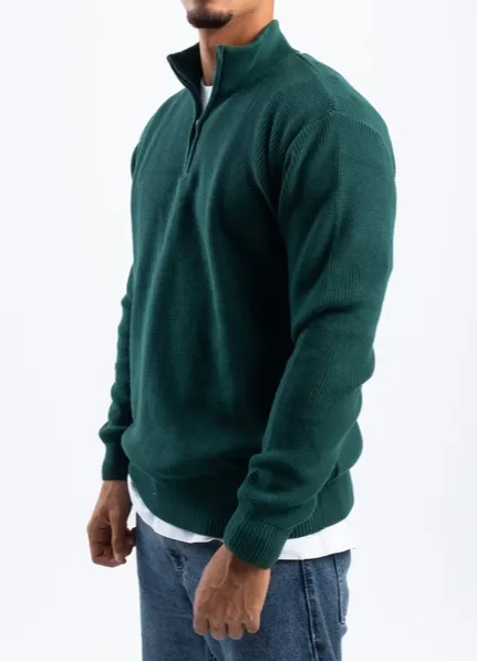 Teal Quarter Zip Knit Pullover