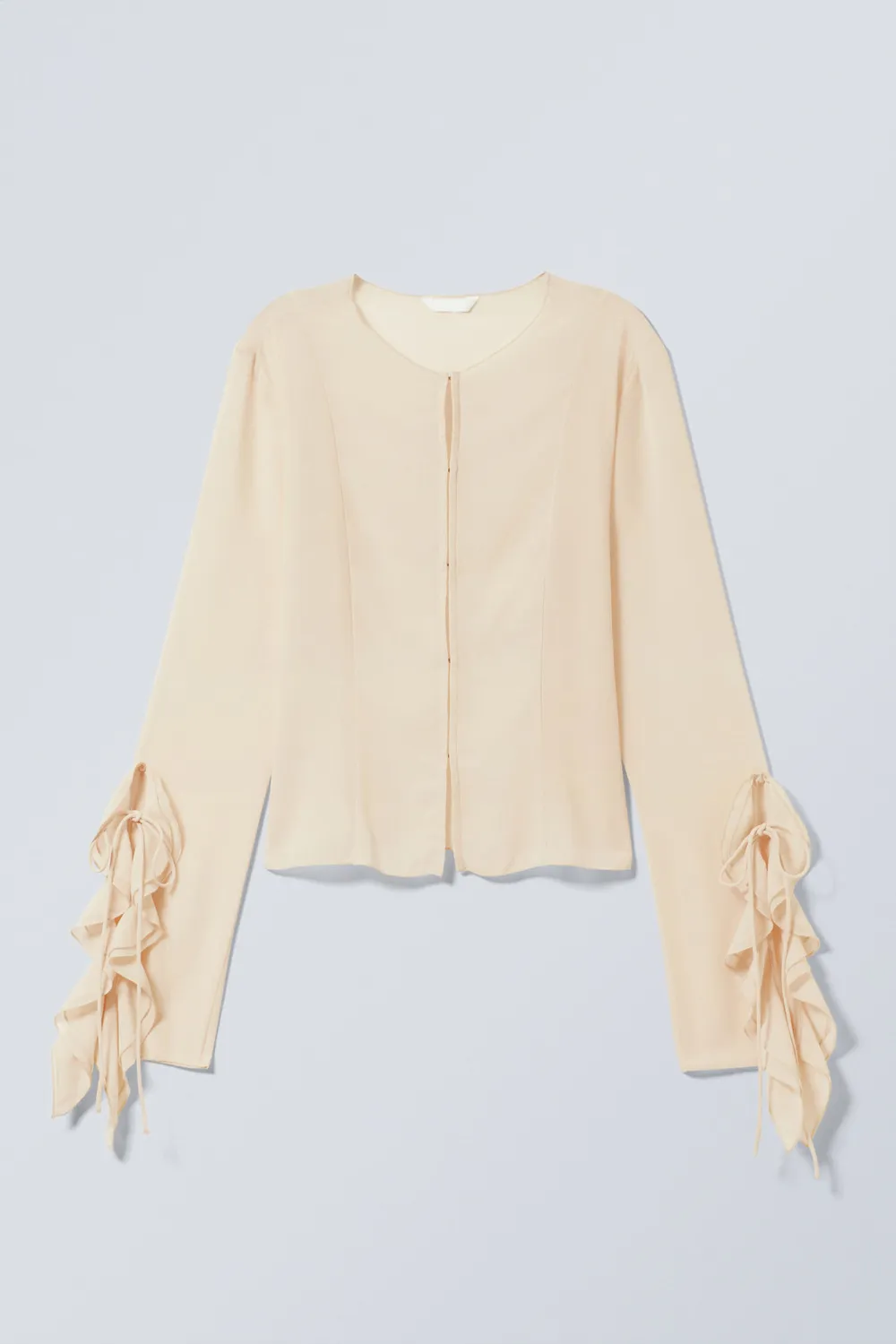 Ruffle Round Neck Long Sleeve Blouse