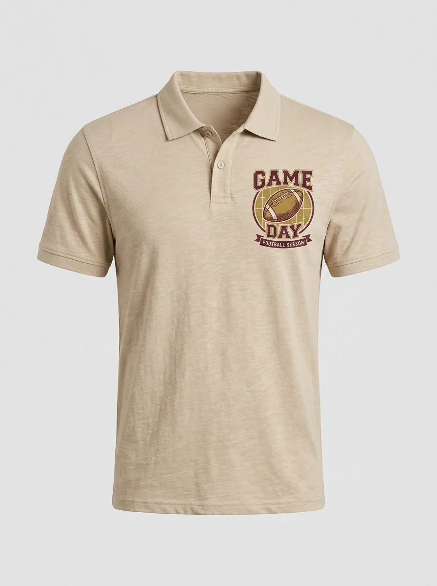 Men's Football Fan Game Day Graphic Printed Polo Shirt