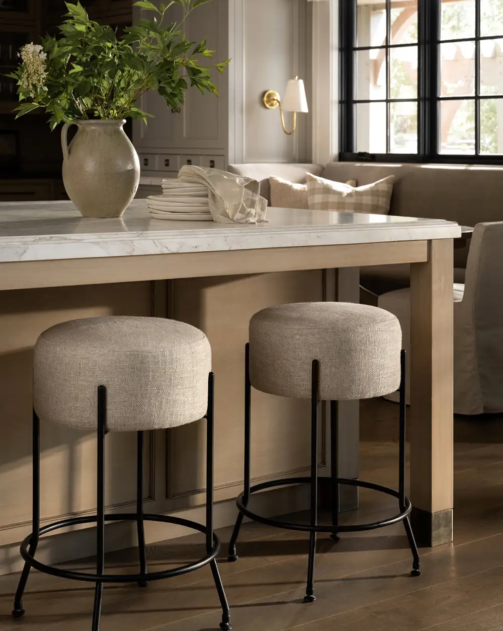 Upholstered Iron Counter Stool