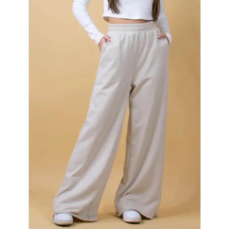 Classic Elastic Waist Wide Leg Pants