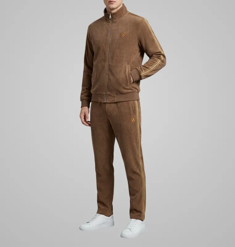 Ribbed Zip Front Tracksuit Set