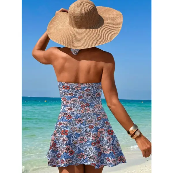 Women's Cutout Halter Printed One-Piece Swimsuit