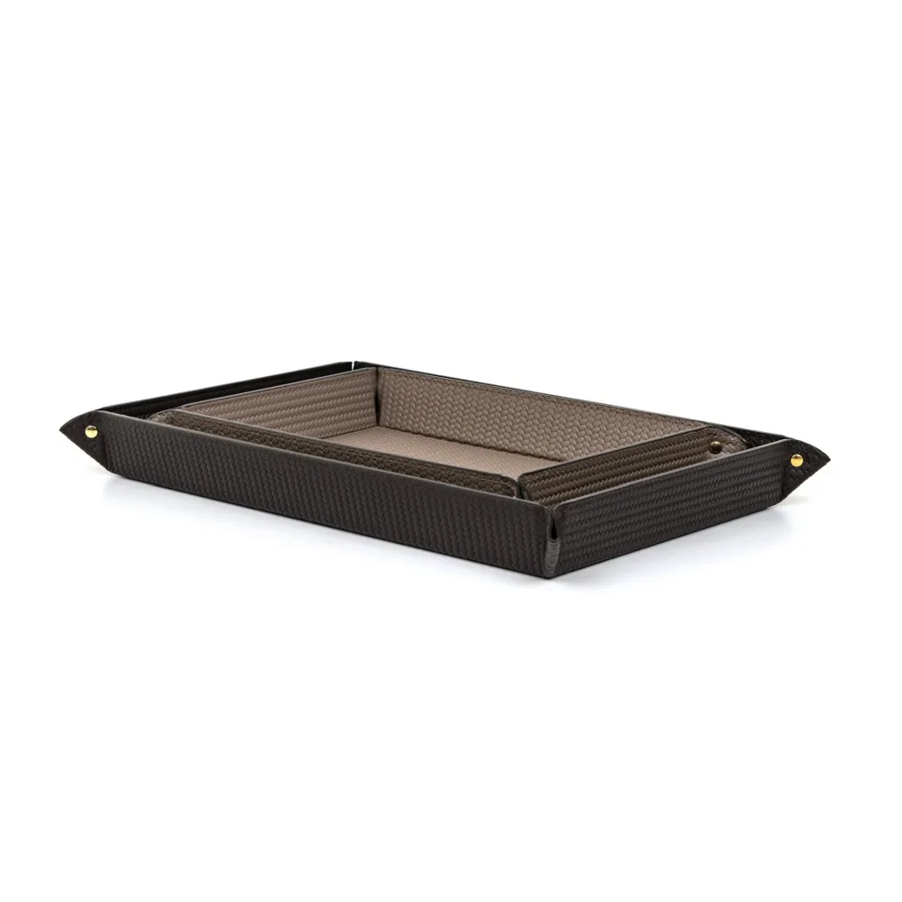 Rectangular Studded Leather Trinket Tray