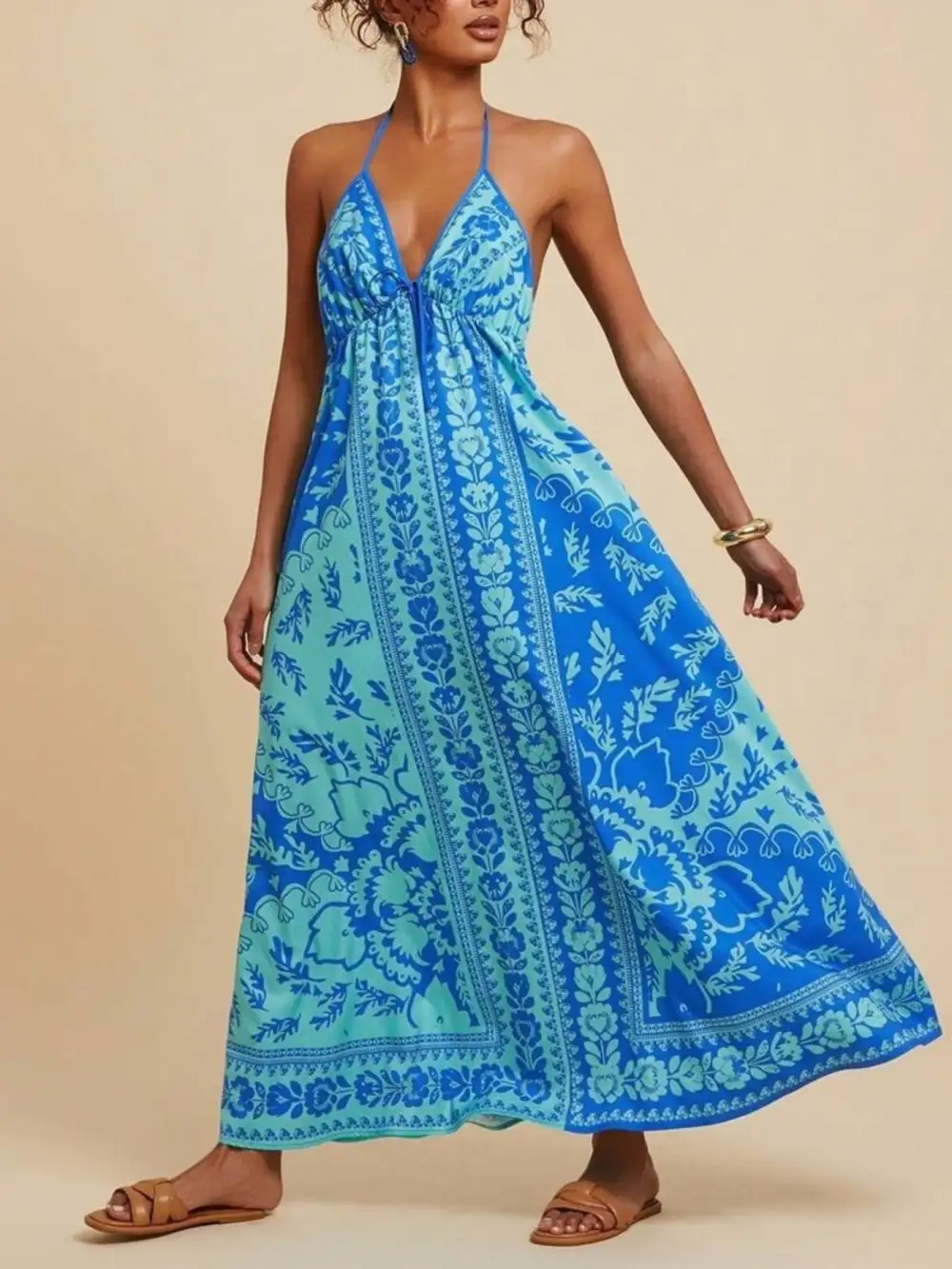 Halter Floral Maxi Dress